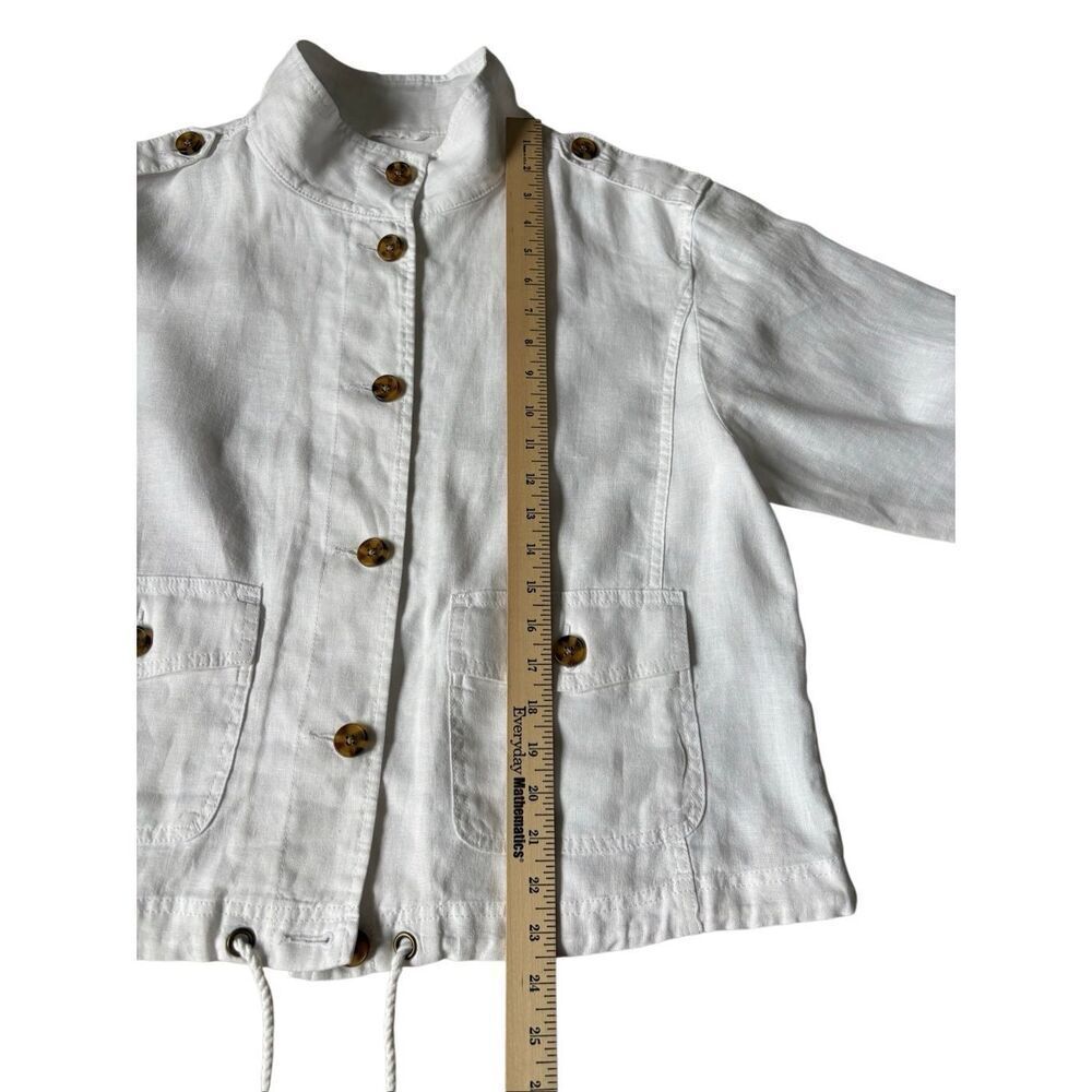 Talbots WASHED LINEN JACKET size L White Button Front - Picture 7 of 9